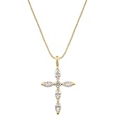 Jovialpixie Gold Cross Pendant Women Necklace 18K/14K Plated with Sparkling CZ Gems, Adjustable 16"-18" Chain, Dainty Everyday Jewelry Gift for Her Christmas, Baptism, Anniversary (Box Included)