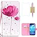 CASELAND Galaxy S4 Case,Samsung Galaxy S4 Case,S4 Case, Flip Cover Wallet PU Leather with Stand + Lanyard Case for Samsung Galaxy S4 I9500 - Lotus