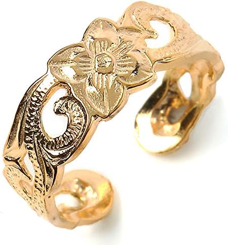 Amazon ハワイアンジュエリー Locomocoaloha リング 指輪 ピンキーリング トゥリング イエローゴールド 透かし柄 正規品 ジュエリー リング 通販