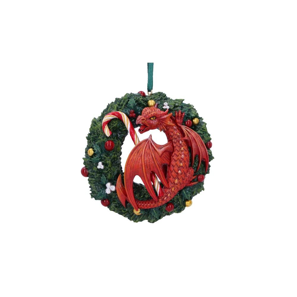 Nemesis Now Anne Stokes Sweet Tooth Dragon Hanging Ornament 9cm, Resin, Red, Anne Stokes Merchandise, Sweet Tooth Dragon Hanging Christmas Decoration, Cast in the Finest Resin, Expertly Hand-Painted