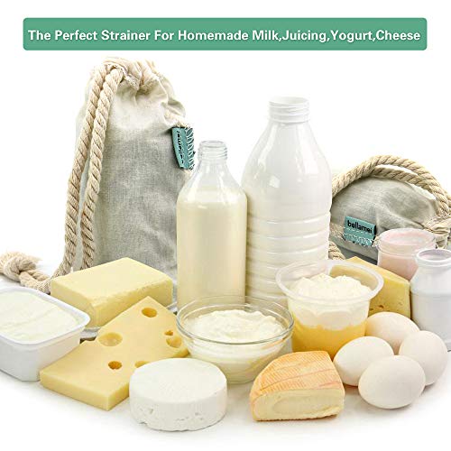 Bellamei Nut Milk Bag Reusable Organic Cotton Nut Bags for Almond Milk,Juice,Cold Brew Coffee,Tea,Yogurt,Cheese,Bone Broth,Sprouting