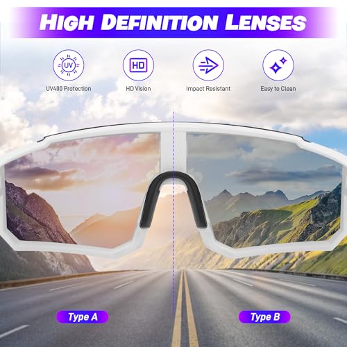 Starvortex 2 Pieces UV400 Men's Cycling Glasses, Polarized Sports Glasses, Super Light TR90 MTB Running Glasses, Ideal for Biking, Running, Fishing, Trekking and Climbing (2 Colors)
