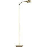 Brightech Regent LED Floor Lamp, Free Standing Corner Pole Light with Adjustable Gooseneck, Tall Bright Skinny Lamp for Office Desk, Living Room Sofa or Chair - Brass/Gold