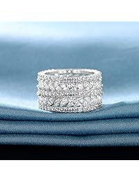 GEMSME - Anillo para mujer, chapado en oro de 14 quilates, circonita cúbica
