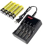 18650 Rechargeable Battery, Garberiel 4 Pack High Performance 2000mah 3.7V 18650 Li Battery with Four Slot Lithium Battery Charger for Flashlight, Headlamp
