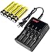 Garberiel 4pcs 2000mah 3.7V 18650 Li-ion Rechargeable Battery & Four slot lithium battery charger, High Performance 18650 Battery