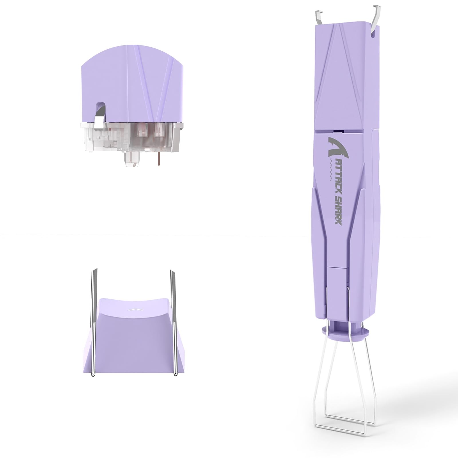 ATTACK SHARK KS01 2-in-1 Keycap Puller and Switch Puller for Mechanical Gaming Keyboards, Adjustable 304 Stainless Steel Keycap Remover, Effortless Switch Remover for Office Home- Purple