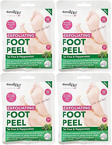 Derma V10 Exfoliating Foot Peel Tea Tree & Peppermint Removes Dead Skin After 7 Days 4 Treatments