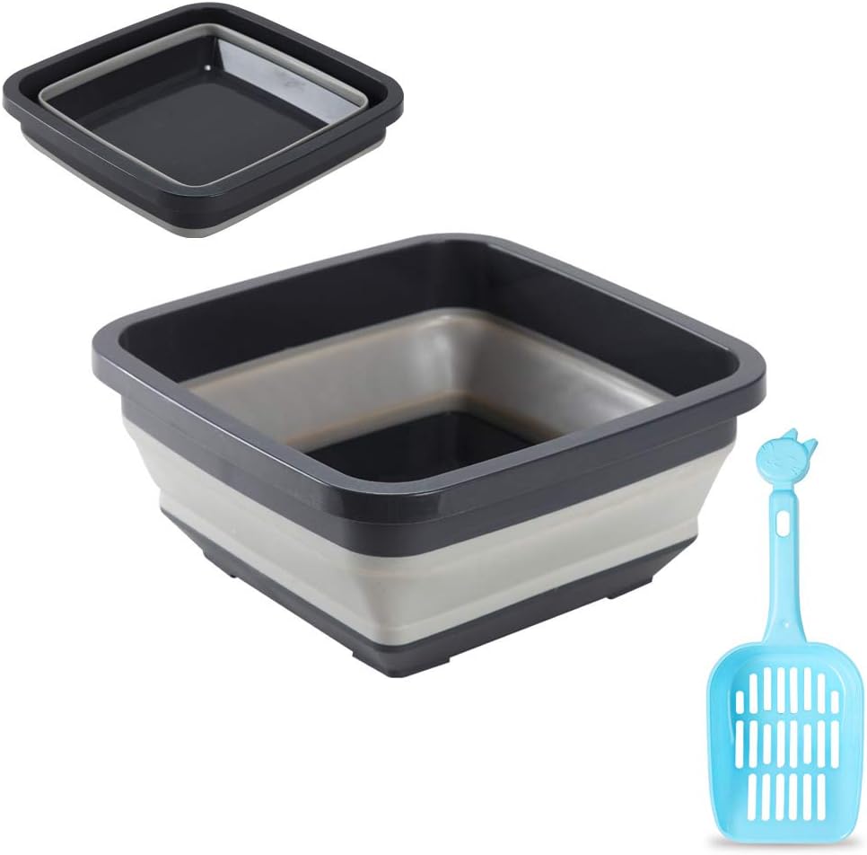 HanryDong - Caja de Arena Plegable de Viaje para Gatos, Bandeja de