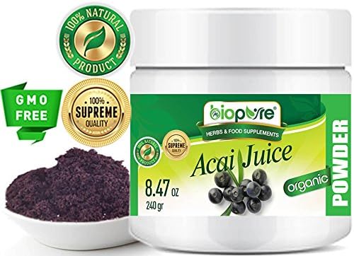 100% Pure Organic ACAI BERRY JUICE POWDER Raw. Fresh, Gluten-Free, Non-GMO. WILD GROWTH BRAZILIAN. 8.47 oz-240 g. SUPER FOODS, DIETARY SUPPLEMENT. For Health and Beauty. Premium Quality by myBIOPURE