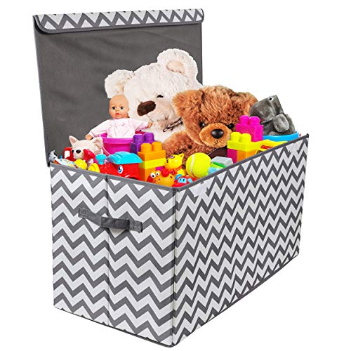 Woffit Toy Storage Organizer Chest for Kids & Living Room, Nursery, Playroom, Closet etc. - Extra Large Collapsible Toys Bin with Flip-top lid for Children & Dog Toys, Great Box for Boys and Girls