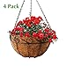 Metal Hanging Planter Basket with Coco Liner, 4 Pack, 14 in Diameter, Hanging Flower Pot, Round Wire Plant Holder, Watering Basket, Chain Porch Decor, for Lawn, Patio, Garden, Deck primary