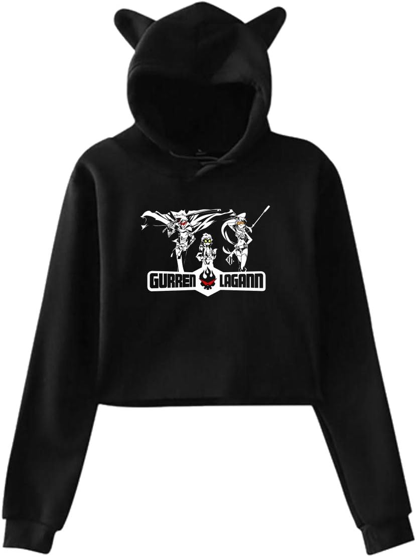 WEIYE Haikyuu Team Types Fancy Aoba Johsai Women's Long Sleeve Cat Crop Top Hoodie Cat Ear Pullover Hooded Sweatshirt