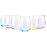 KX-WARE Unbreakable 18-ounce Acrylic Stemless Wine Glasses, set of 6 Mutlicolor