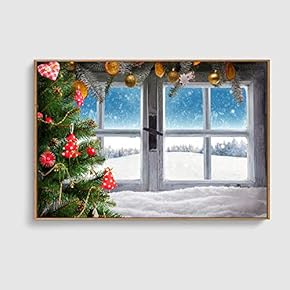 Framed Canvas Home Artwork Decoration Merry Christmas Canvas Wall Art for Living Room, Bedroom - 16x24 inches
