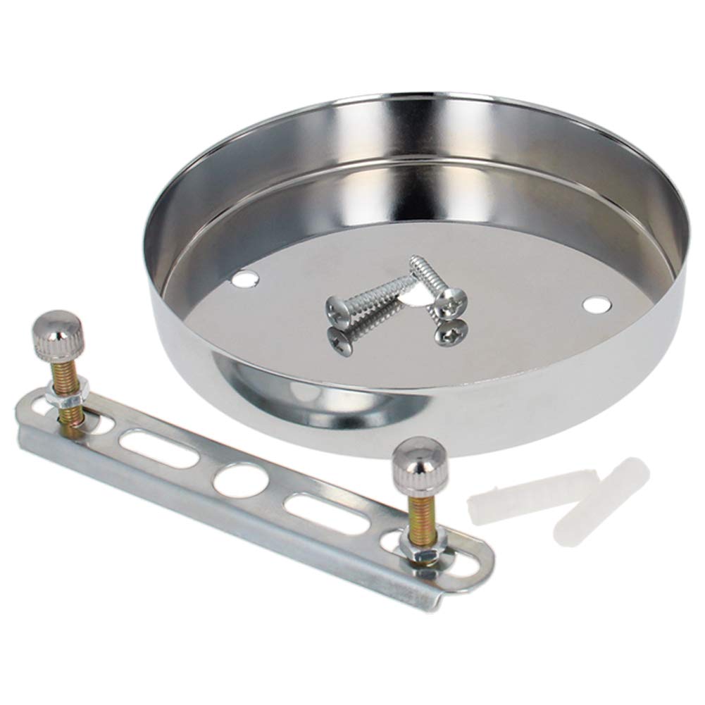 Othmro Pendant Light Fitting, Ceiling Rose Light Holder 4.72"/12cm Dia, Ceiling Pendant Plate Holder for Hanging Lamps and Lanterns - Chrome 1pc