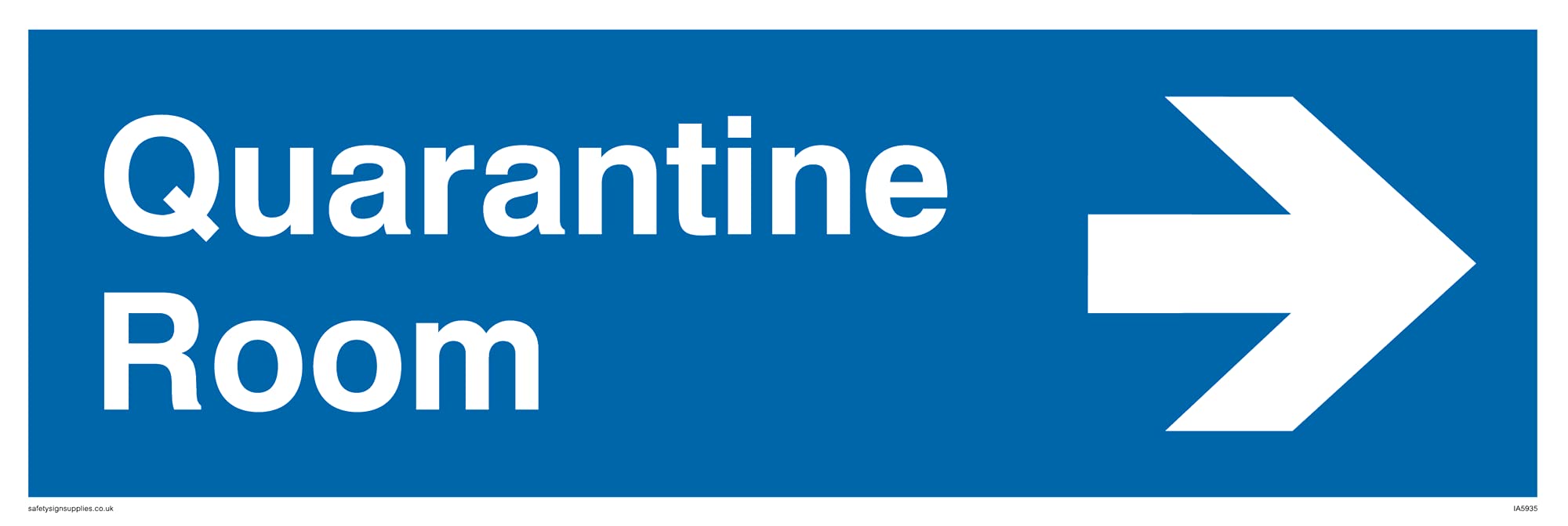 Quarantine Room with arrow facing right - Sign - 300x100mm - L31