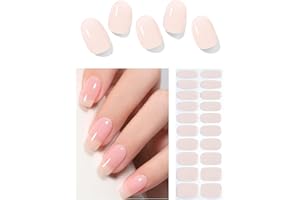 WAHRSHEI Semi Cured Gel Nail Strips | Transparent Jelly Nude Pink Semi Cured Gel Nails Sticker | Gel Nail Wraps UV for Home Nails DIY