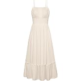 GRACE KARIN 2026 Summer Maxi Dresses for Women, Smocked Spaghetti Strap Long Dress, Flowy Boho Beach Sundresses with Pockets