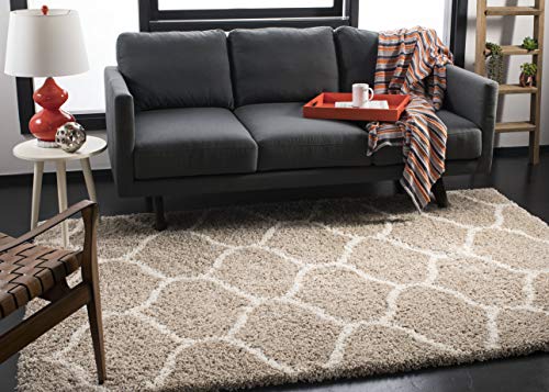 SAFAVIEH Hudson Shag Collection Area Rug - 7' Square, Beige & Ivory, Moroccan O…