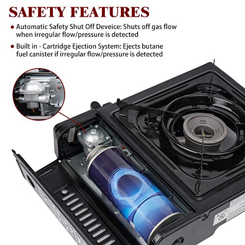 SHINESTAR 7,200 BTU Dual Fuel Portable Propane and Butane Gas Stove with Single Burner and Carry