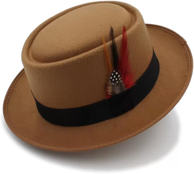 Pork Pie Hat for Men/Women Wool Felt Fedora Boater Porkpie Flat