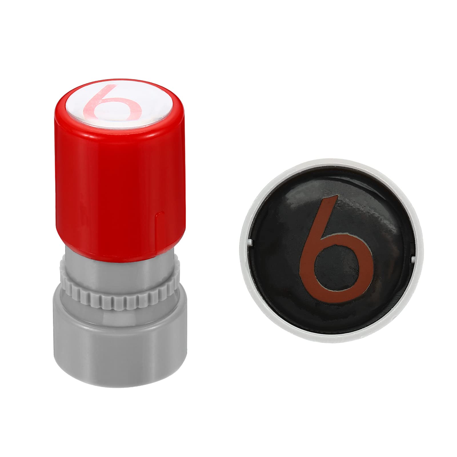 PATIKIL 16mm Number Stamps, Character Numeral 6 Plastic Ink Stamp Self Inking for Classroom Scrapbooking, Red