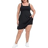 HDE Womens Plus Size Tennis Athletic Workout Dress with Built-in Shorts & Bra