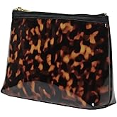 ORBENTO Retro Tortoise Printed Makeup Cosmetic Bag Mini Pouch with Chain Charm