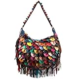YALUXE Women's Soft Lambskin Leather Multicolor Tote Crossbody Shoulder Bag