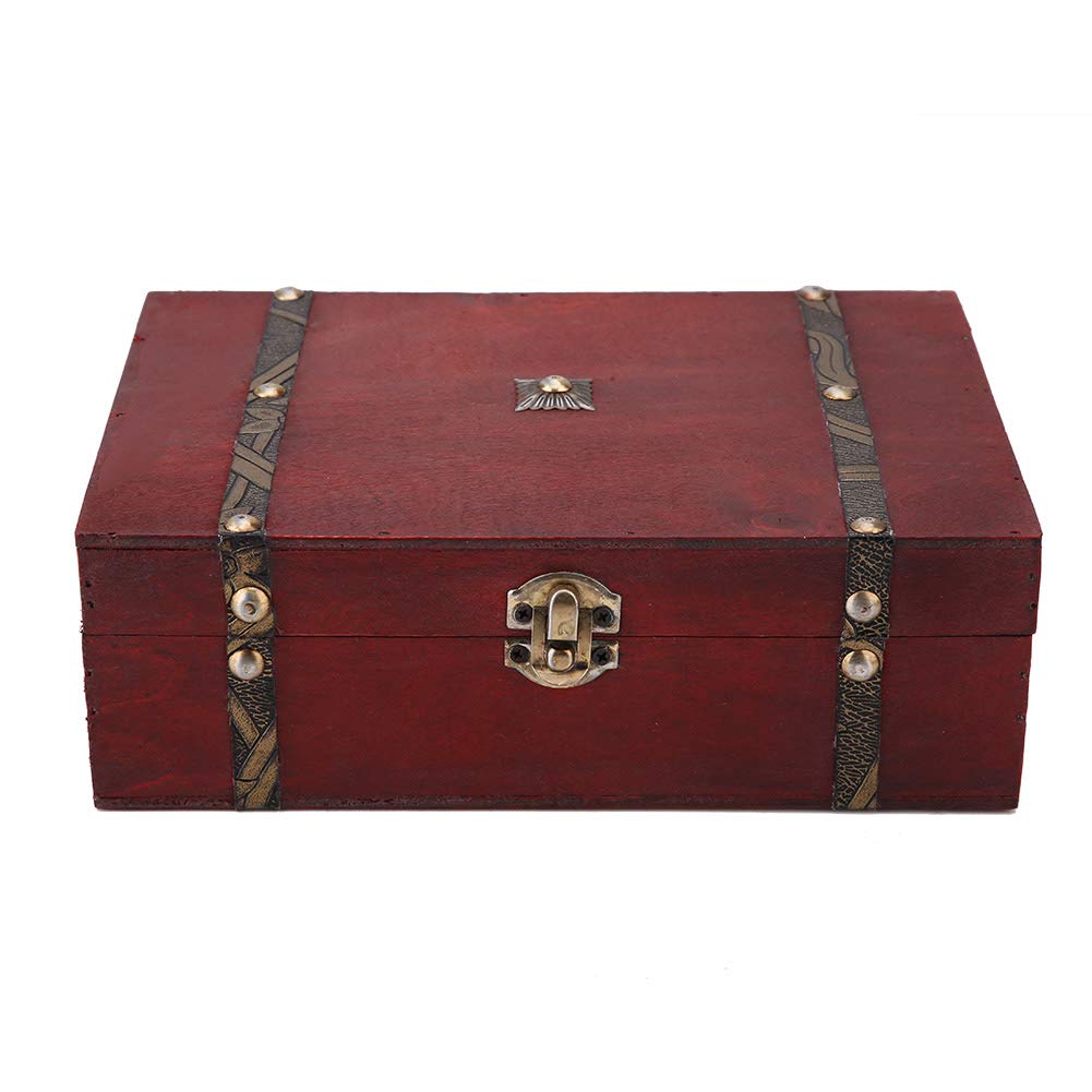 Pssopp Vintage Storage Box Antique Living Goods Organizer Vintage Wooden Jewelry Storage Box for Card Jewelry or Decoration