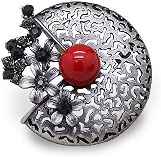 Yfnfxl Womens Antique CZ Vintage Brooches Pins Red Simulated Pearl Jewelry Gift For Women (Red)