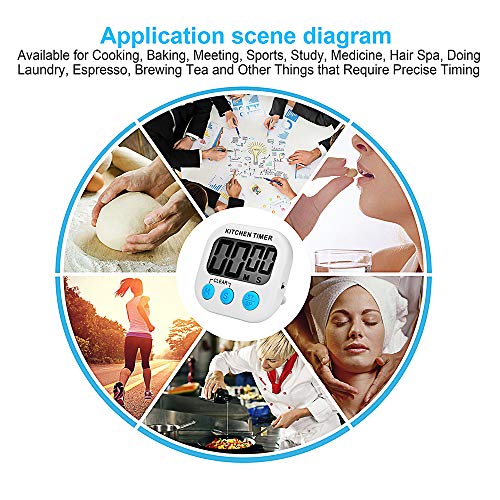 AIYEGO Digital Kitchen Timer, Electronic Memory Clock Countdown Countup Timer with Large Display, Big Digits, Loud Alarm, Magnetic Back, Retractable Stand, Battery Included for Cooking Baking (2)