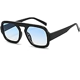 Mirkcittle Trendy Square Aviator Sunglasses for Women Men Retro Flat Top Frame Classic Stylish Designer Sun Glasses