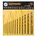 Titanium Twist Drill Bit Set, 14PCS Meterk Rotary Hammer Drill Bit Kit, Titanium Coated High Speed Steel Hardness HRC64-66, for Concrete, Tile, Brick, Plastic, Wood, Metal etc