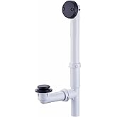 1-1/2" Bathtub Drain Kit Wellup Tubular Tip Toe Bath Waste Drain Kit, Touch-Toe Black Tub Drain Replacement Kit with Tip Toe 