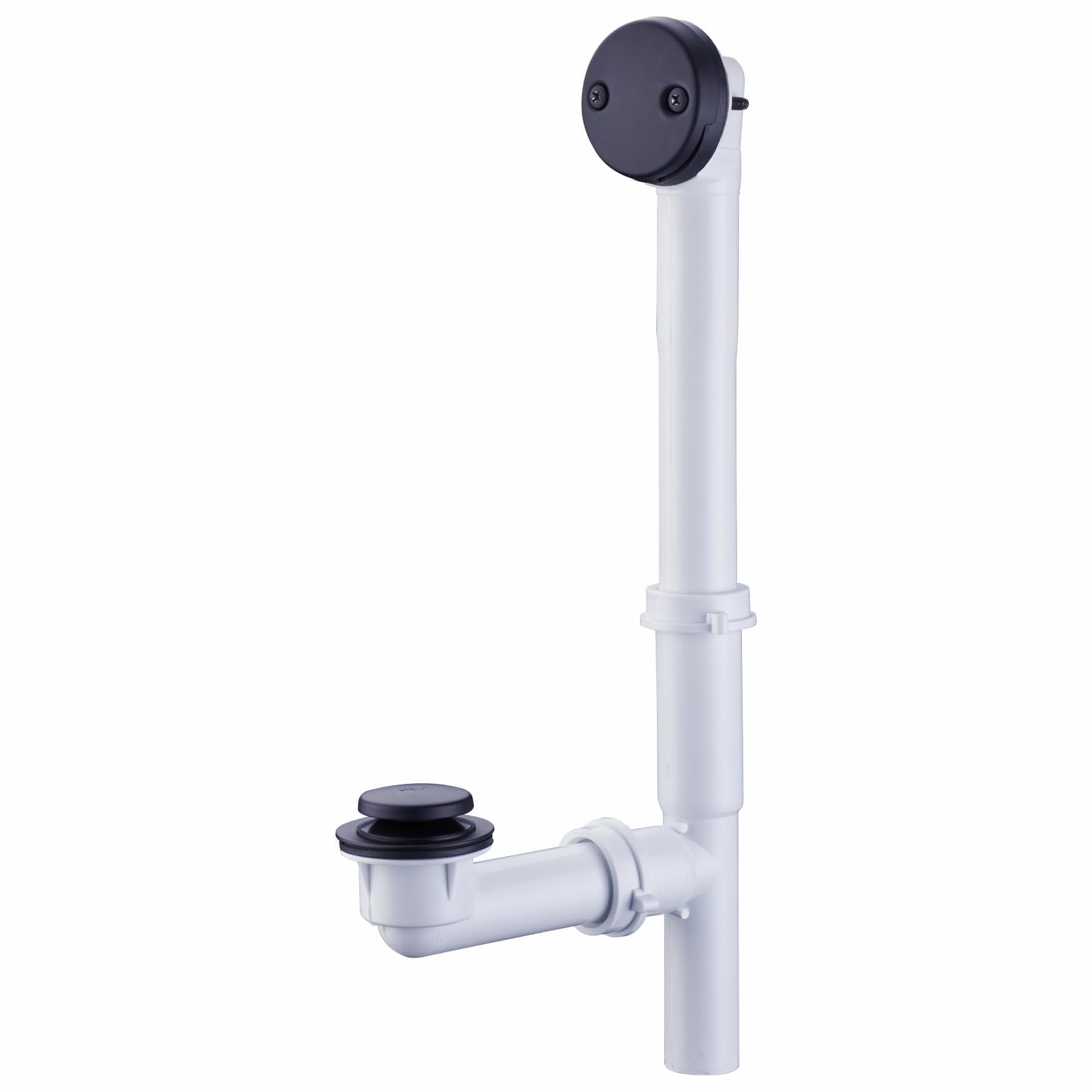 View 1 of 1-1/2" Bathtub Drain Kit Wellup Tubular Tip Toe Bath Waste Drain Kit, Touch-Toe Black Tub Drain Replacement Kit with Tip Toe Drain Stopper, PVC Plastic Pipe Tub Overflow Drain Cover, Matte Black