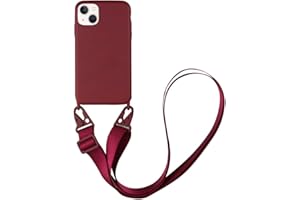 CQUUKOI Compatible with iPhone 13 Pro Max,Crossbody Phone Case with Lanyard Cute Soft Silicone Case with Adjustable Shoulder Strap Shockproof Protector Compatible with Women Girls Wine Red