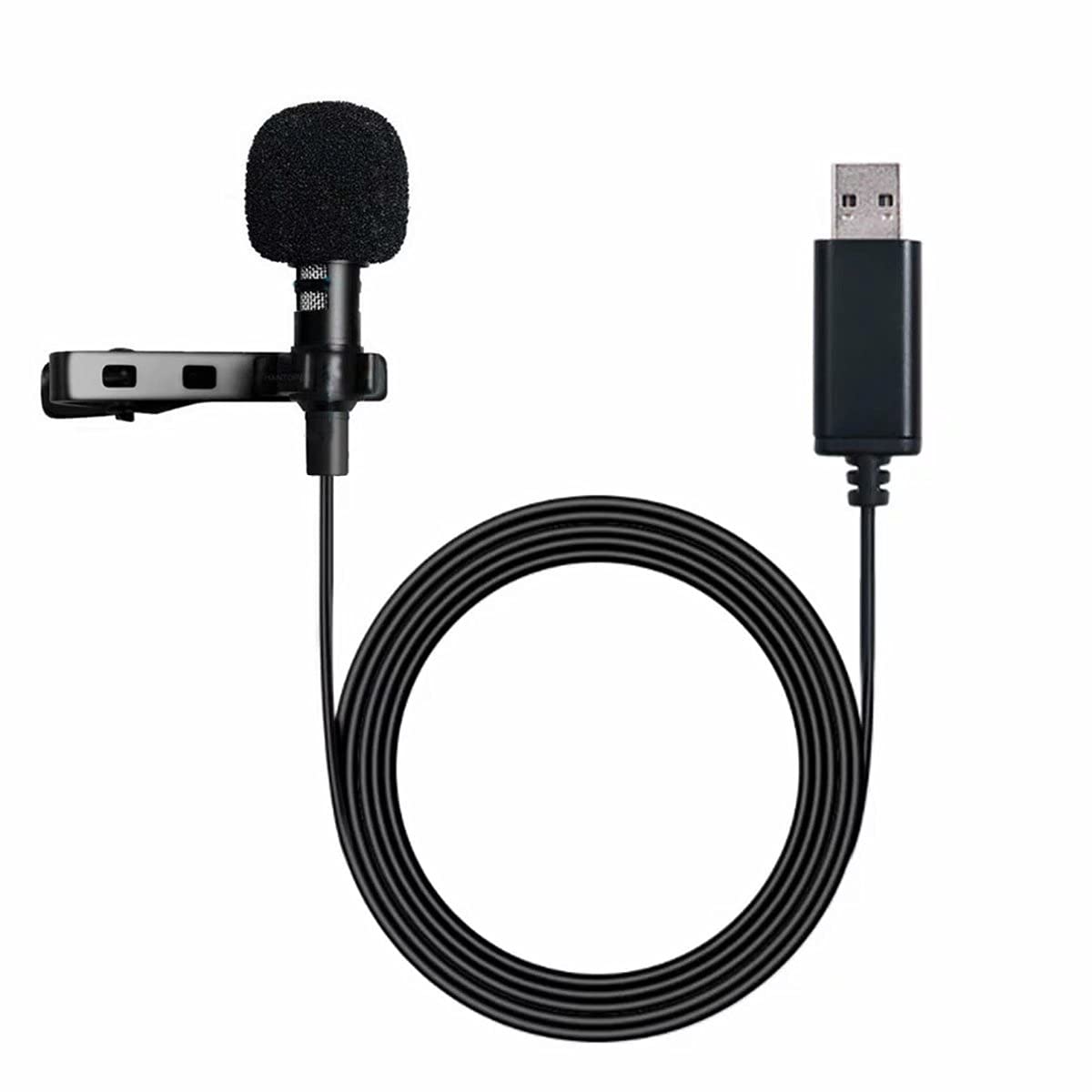 NewTH USB Microphone Lavalier Lapel Clip on Mic with 6.56ft Cable for Laptop, Computer, PC, Streaming Conferencing,Interviews, Online Singing, Skype, MSN, Audio Video Recording