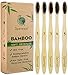 Sprmal Eco-Friendly Natural Bamboo Charcoal Toothbrush-Pack of 5,Individually Numbered,Zero Plastic Packaging,Biodegradable Organic Bamboo Handle and BPA Free Soft Nylon Bristles for Sensitive Gums