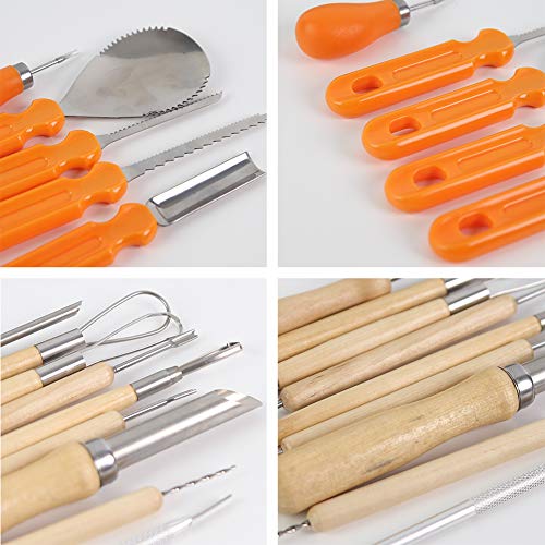 LOVEINUSA 14 Piece Professional Pumpkin Carving Tool Kit Carve Sculpt Halloween Jack-O-Lanterns