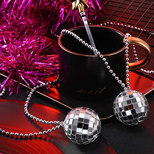 12 Piece unisex Mirror Disco Ball Costume Necklaces 70s Disco Party