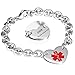 LF 316L Stainless Steel DNR Engraved Medical Alert Heart Charm Link Bracelet Rolo Chain Medic ID Bracelets Monitoring Awareness for Womens for Outdoor Emergency,Do Not Resuscitate