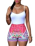 Ninimour Women's Sleeveless Paisley Print Boho Beach Shorts Rompers Jumpsuit