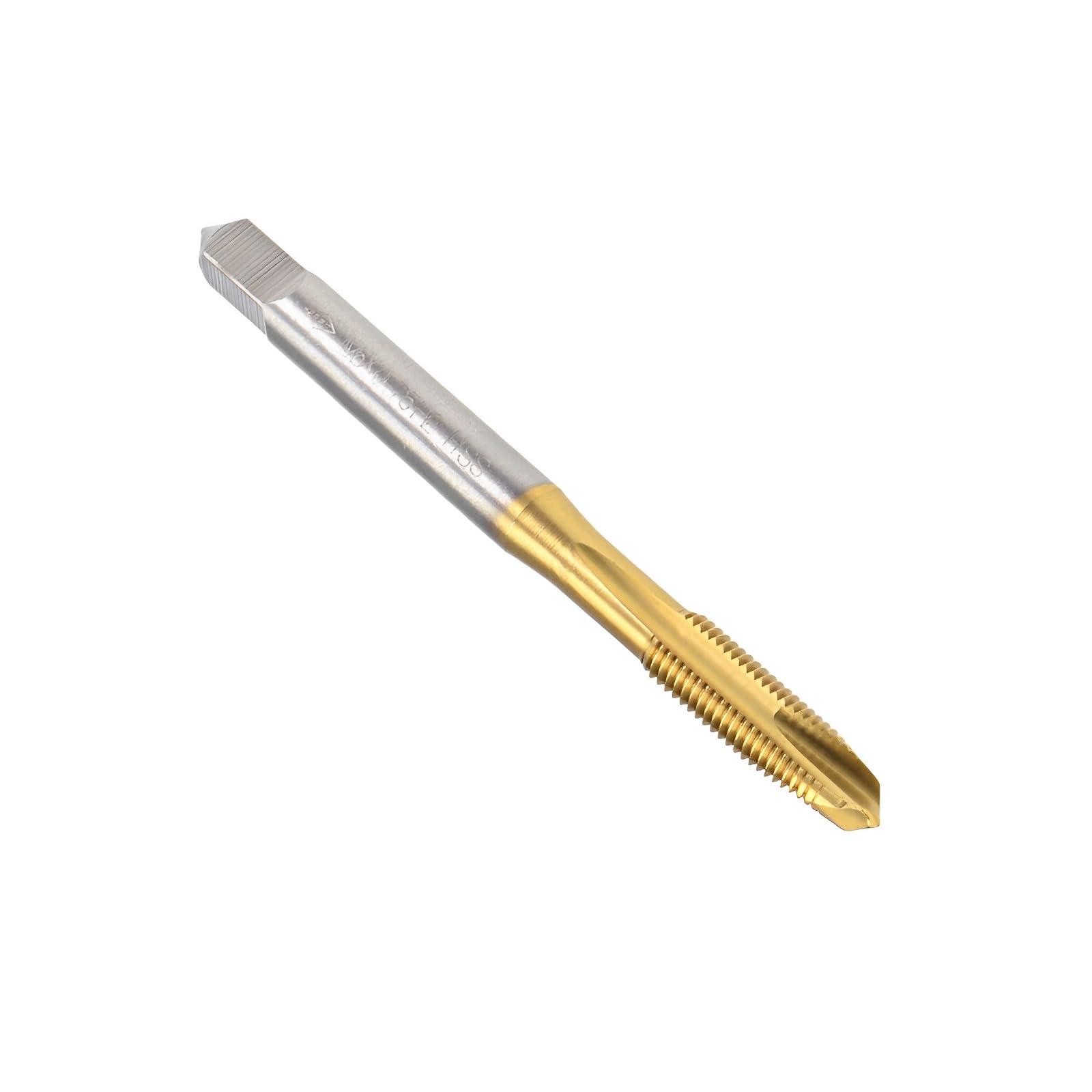 Boxonly Spiral Point Plug Threading Tap M6 x 0.75mm Thread, for Drilling and Tapping, H2 3 Flutes HSS, Titanium Coated, Round Shank with Square End Metric Screw Taps Tapping Bit, 1pcs