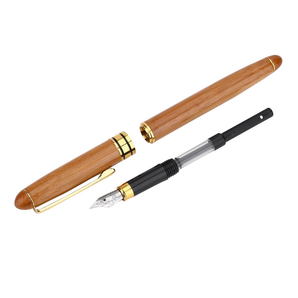 Penna Stilografica Calligrafia Con Pennino Largo 2.5mm E Manico In Bambù - Serbatoio A Pistone, Per Scrittura Gotica E Araba