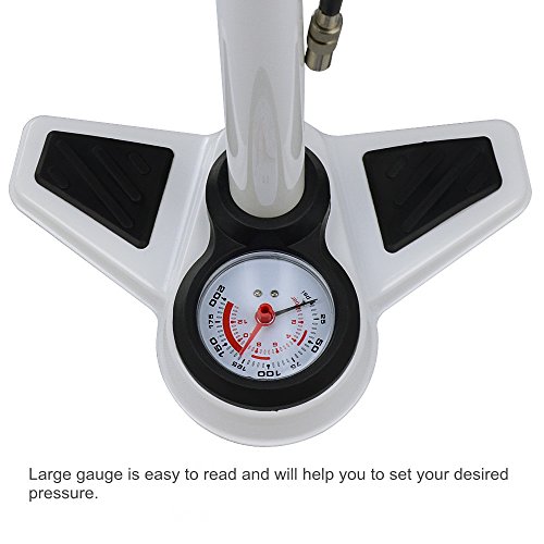 image for Allnice Bicycle Pump, Large Gauge 160 PSI Alloy Aluminum Floor Bike Pu