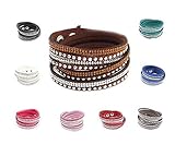 Juanerjie Women's 9 pcs Premium Crystal Slake Bracelet with Beautiful Elements, Button Clamp