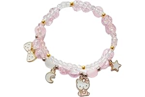NIQIPOK Crystal Bead Bracelet Cute Cartoon Kawaii Elastic Beaded Bracelets for Women,Kawaii Crystal Beads Anime Relationship Matching Bracelet for Best Bracelets