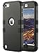 ULAK iPod Touch 7 Case, 3 in 1 Hard PC Case with Shockproof Silicone Interior Heavy Duty High Impact Dual Layer Protective Case for Apple iPod Touch 7th/6th/5th Generation (Black)